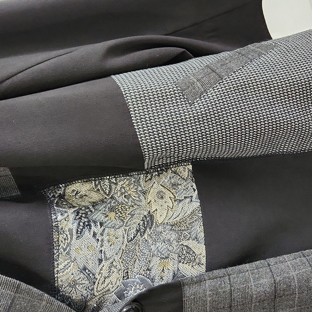 Vintage Notations Gray Patchwork One Button Blaze… - image 4